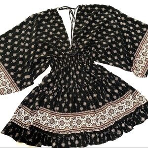 Misa Los Angeles Revolve Boho Deep V Dolman Sleeve Dress Womens Small